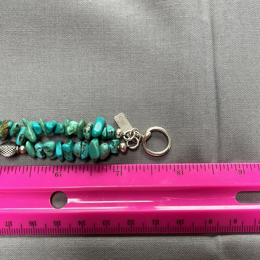 Gorgeous sterling turquoise double strand bracelet. Stamped 925 - Picture 3 of 5